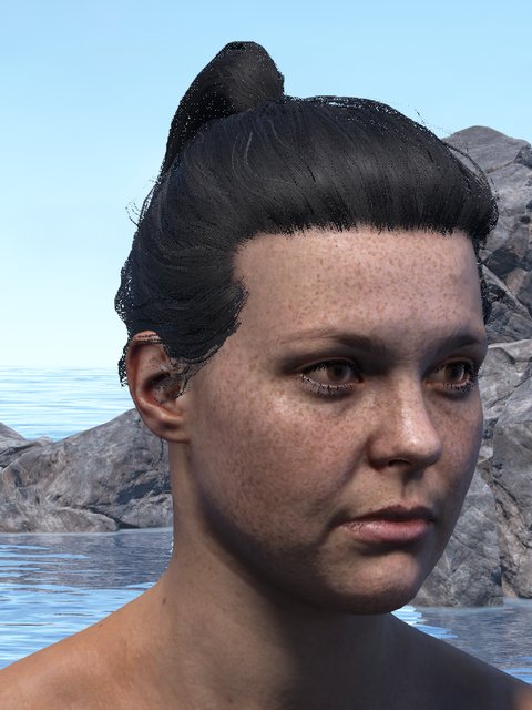 european female, ponytail