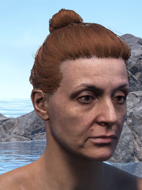 european female, bun
